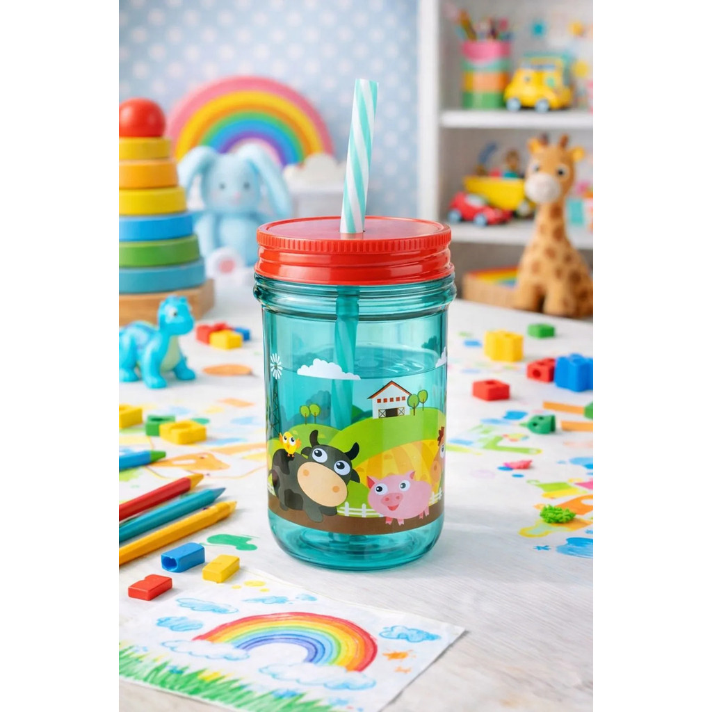 Copo Happy Com Tampa E Canudo Infantil Resistente