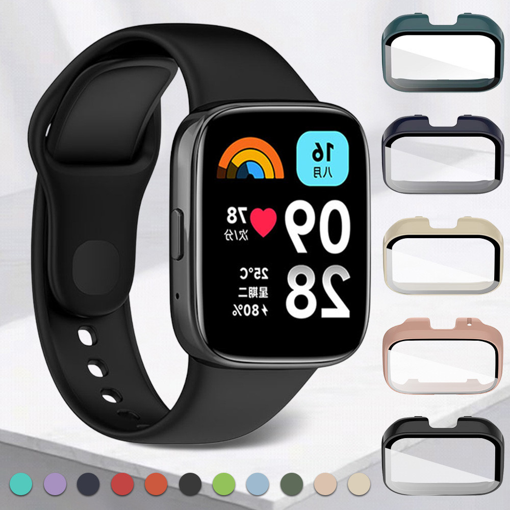Capa De Pulseira De Borracha Para Redmi Watch 3 Vidro Temperado Ativo Protetor De Tela De PC Rígido Protetora Cinto De S