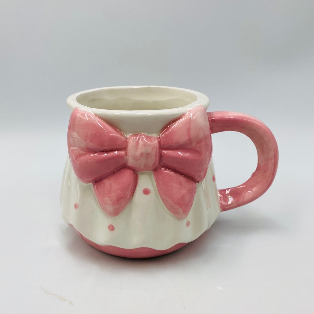 Xícaras e Canecas Cerâmica com Laço em Relevo Decorativas Coloridas Mais Vendidas Tendência Presente Encantador