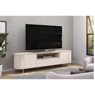 Rack Bancada p/ TV até 75 Pol Areta c/ 2 Portas 218x57cm Off White/Off White - DJ Móveis em Oferta na Shopee