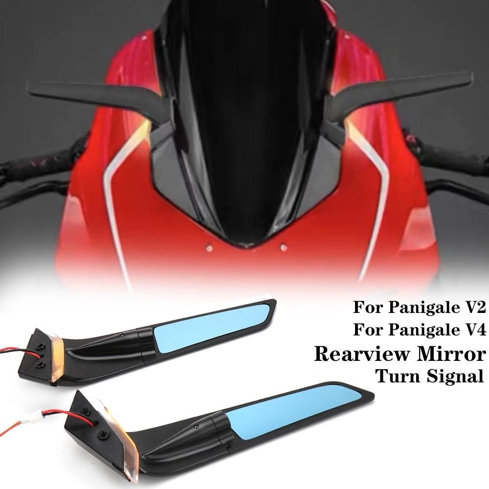 Para Ducati Panigale V2 V4 LED Luzes De Sinalização Espelho De Motocicleta Modificado Asa De Vento Retrovisor Giratório 