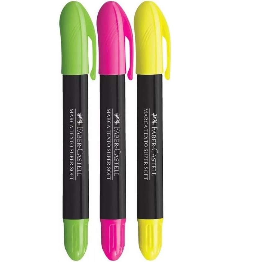 Kit 03 Caneta Marca Texto Supersoft Gel Faber Castell em Oferta na Shopee