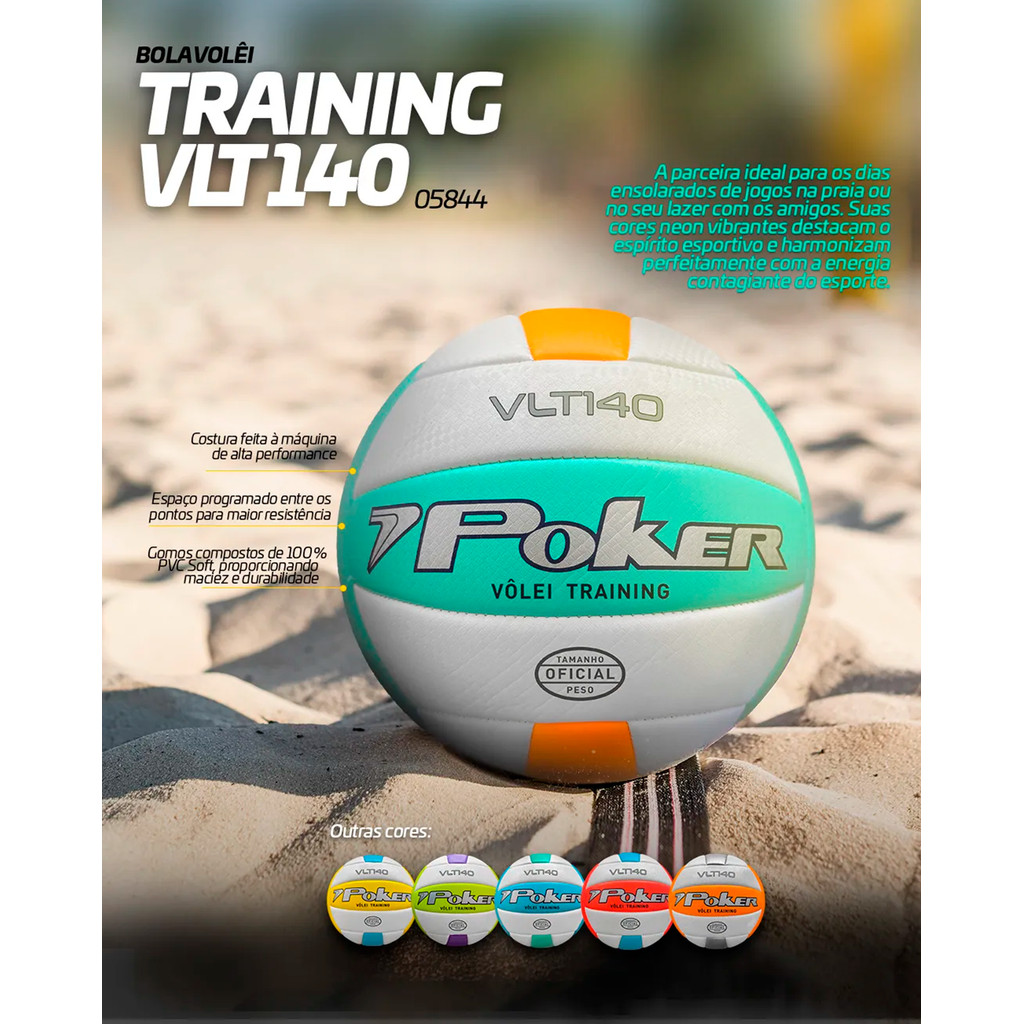 Bola Vôlei Poker Training VLT140 Treino Quadra Alta Durabilidade Original
 em Oferta na Shopee