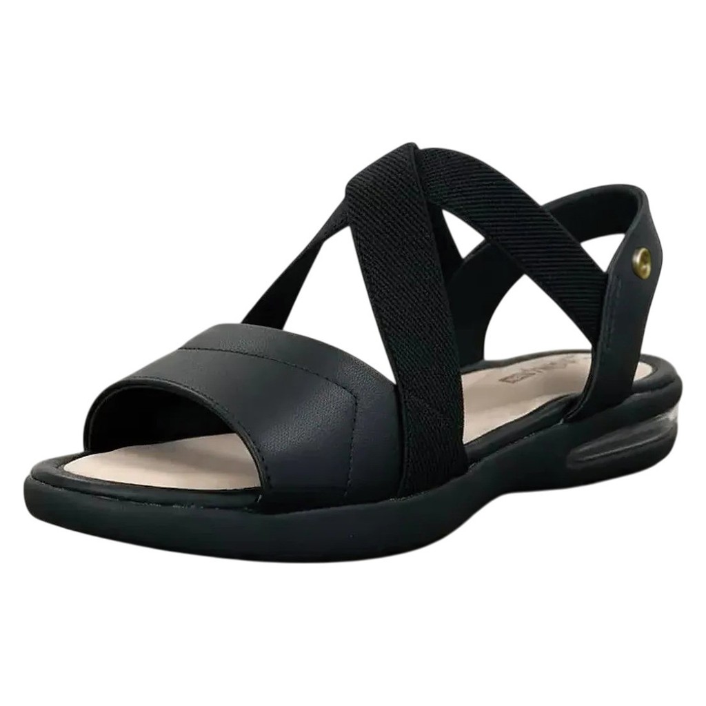 Sandalia Feminina Anabela Tira Elástica Conforto Comfortflex