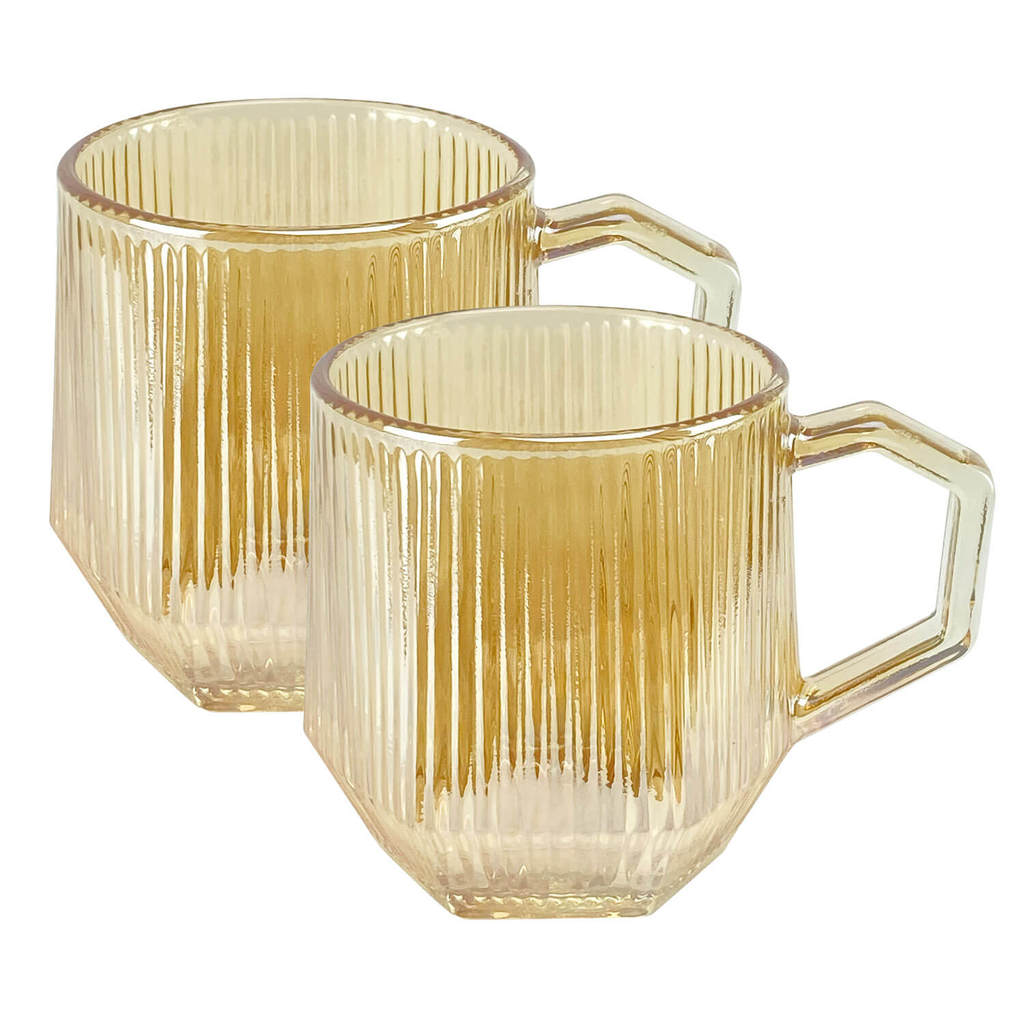 Kit 2 Canecas de Vidro Canelada Plissado 250ml em Oferta na Shopee