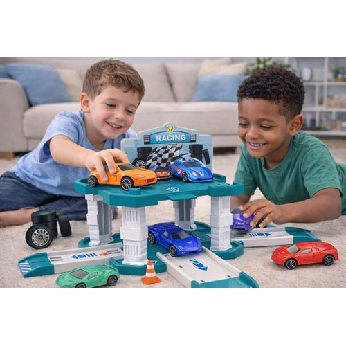 Pista De Corrida Infantil Racing Team Com Carrinhos Brinquedo De Montar Educativo Interativo Mini City Radical Barato