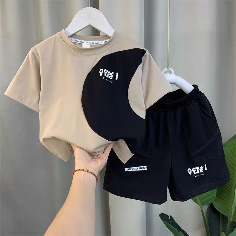 Roupas infantis meninos ternos de manga curta moda bebê roupas de verão crianças versão coreana legal roupas bonitas#儿童装