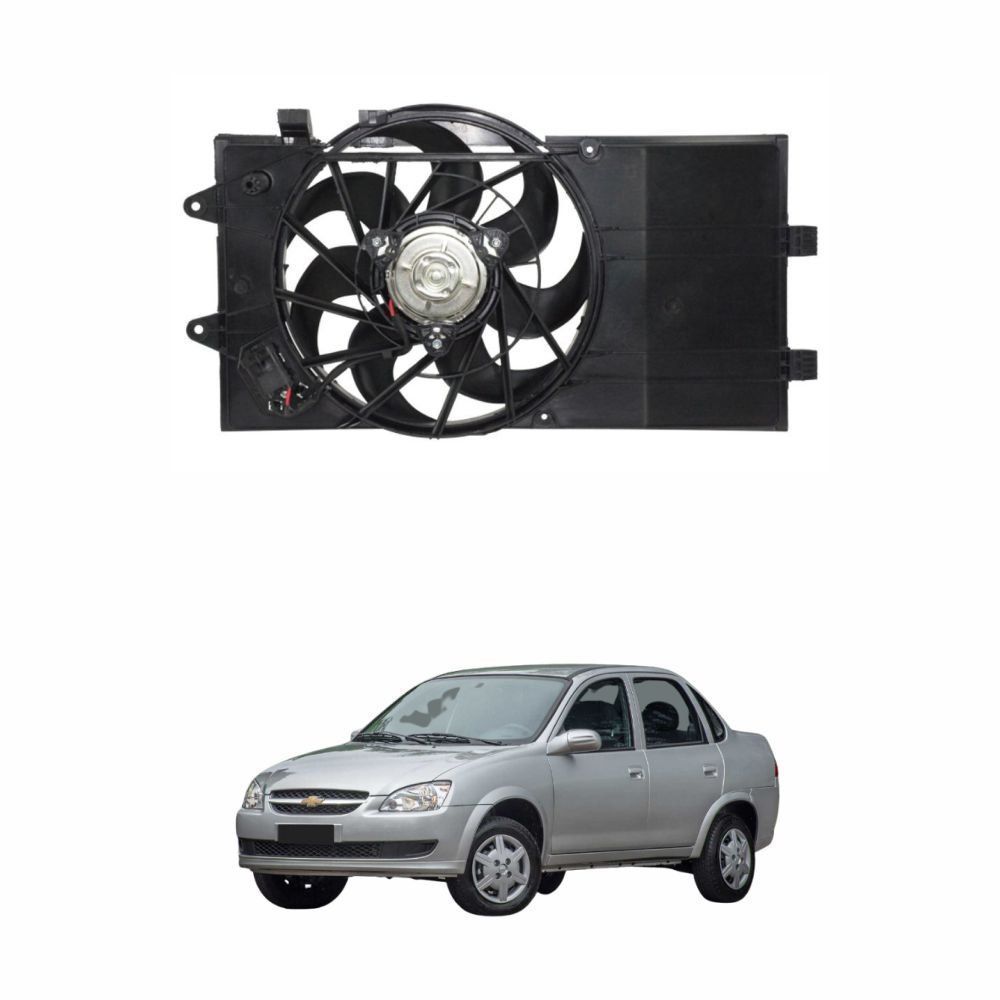 Eletroventilador Ventoinha Com Defletor Gm Classic  2011 Até 2016 Com Ar Condicionado Modelo Denso