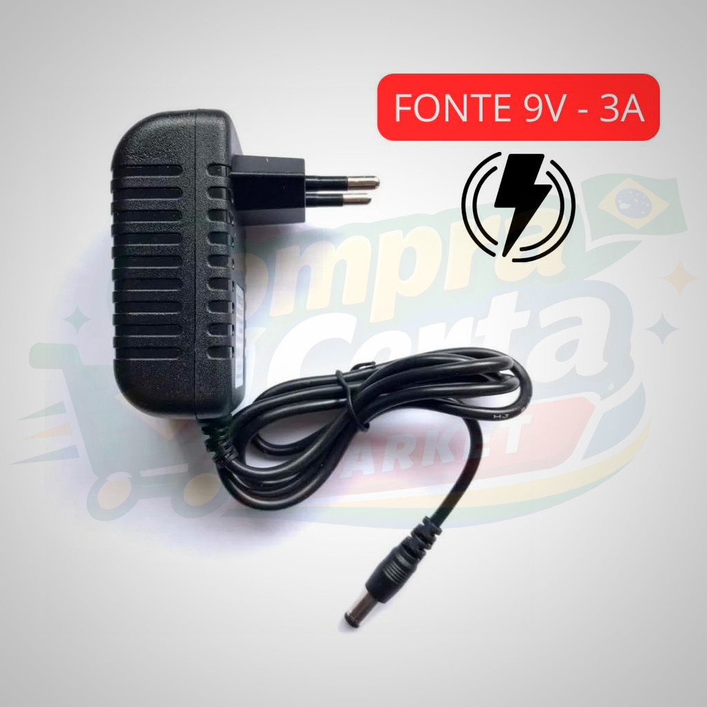 Fonte Carregador Para Caixa de Som 9v Amvox Bravox Lenoxx Trc Multilaser