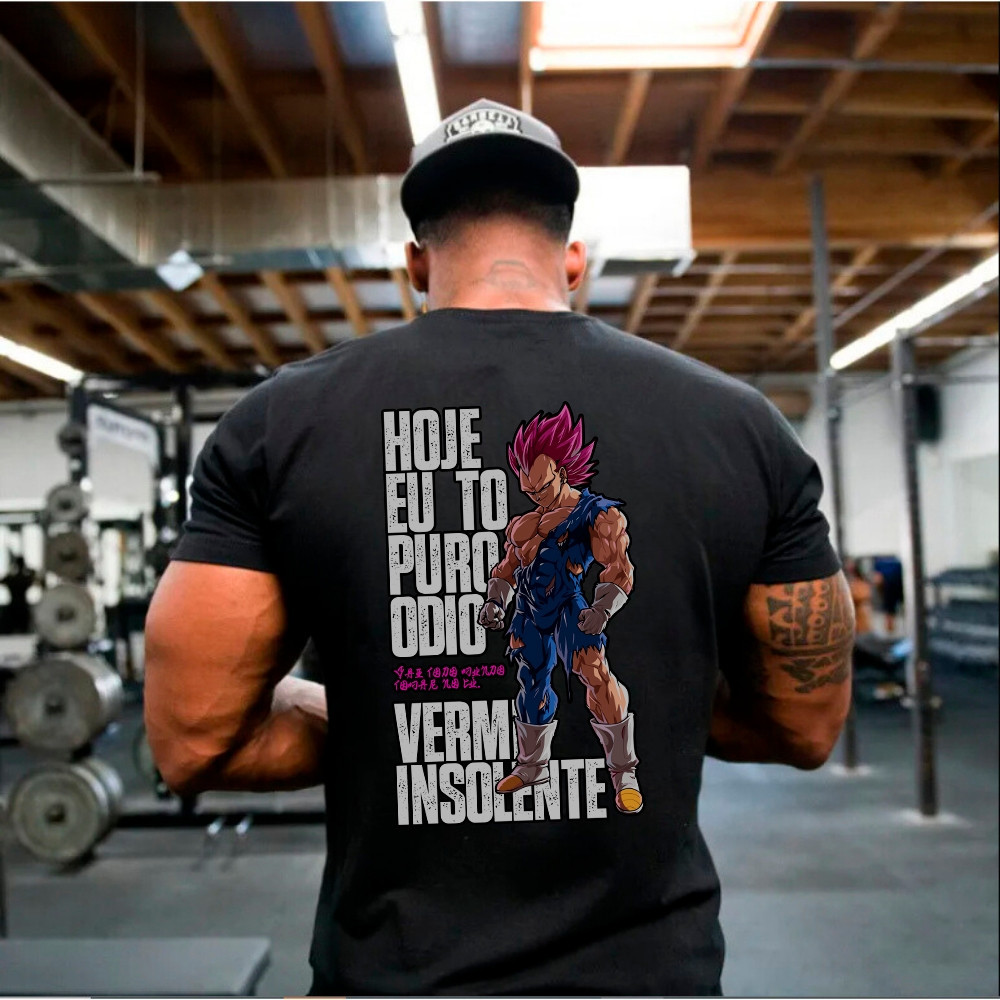 [Camiseta Vintage Masculina Algodão]HYP Camiseta Oversized Treino Puro Odio Verme Confortavel Premium Academia Maromba A