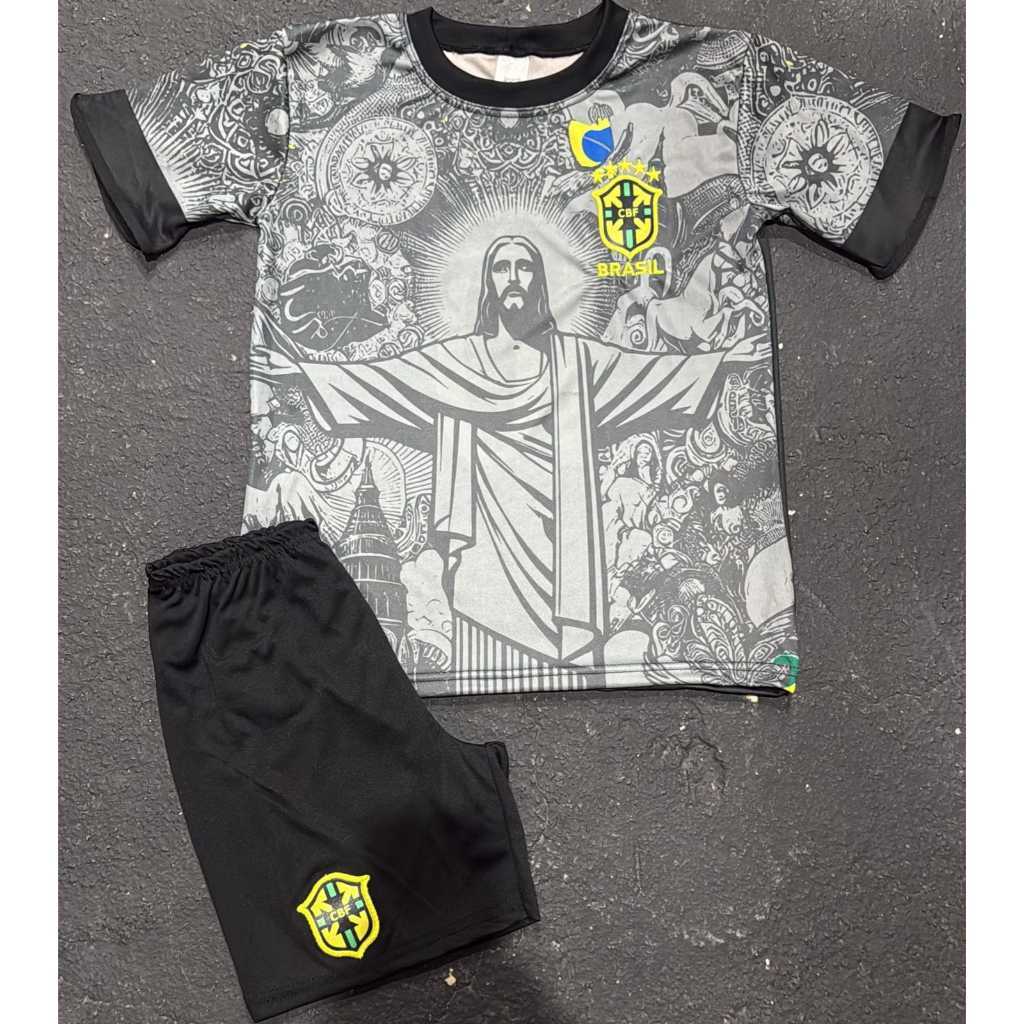 Conjunto Infantil Seleção Brasileira Cinza Cristo