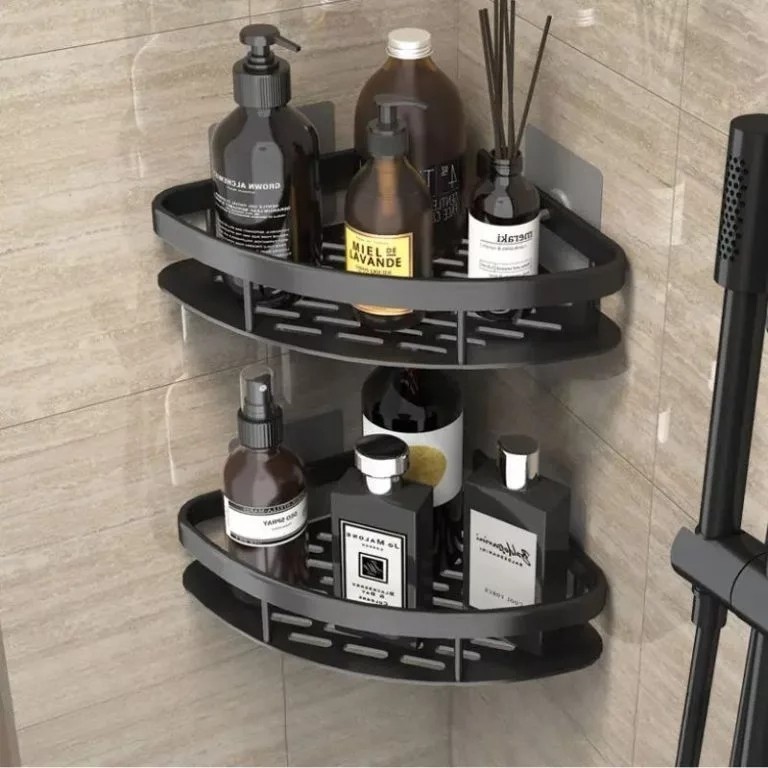 Prateleiras banheiro kit 2 canto organizadora sem furar suporte shampoo produtos de achadinhos