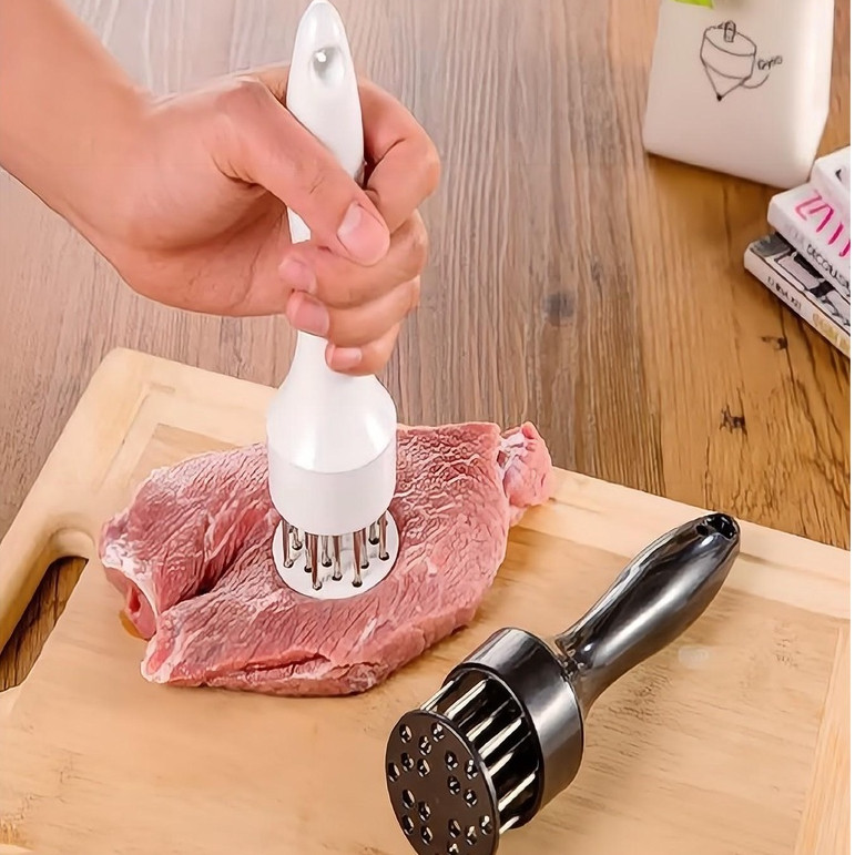 1 peça Amaciador Batedor de Carne Bife Com Furador Manual Aço Inox Cor Aleatorio_x000d_
 em Oferta na Shopee