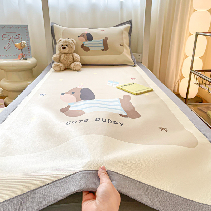 Conjunto de três peças de tapete fresco de seda gelada de verão, tapete macio dobrável de lavagem única