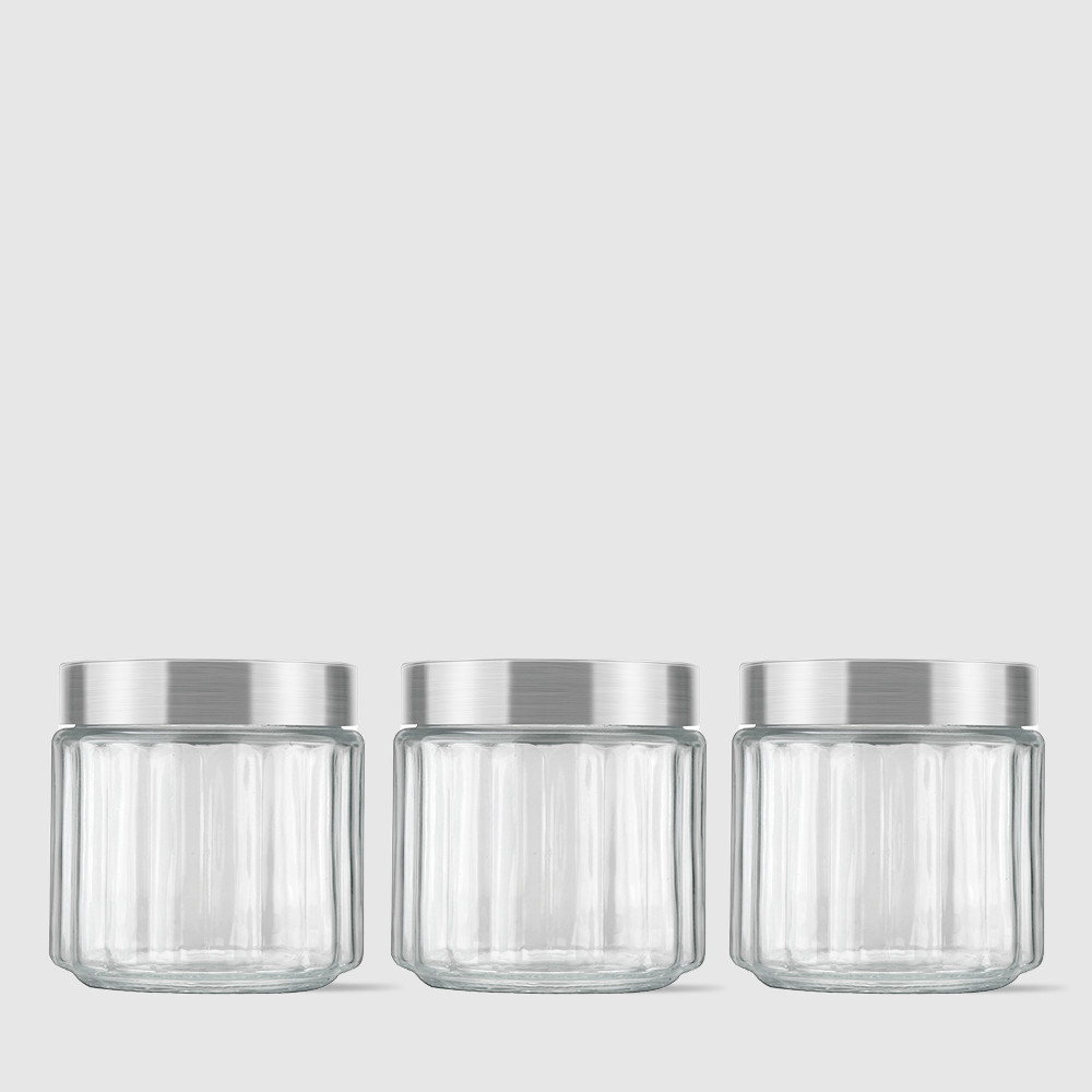 Kit com 3 Potes Redondos Collection 800ml Inox Escovado Invicta