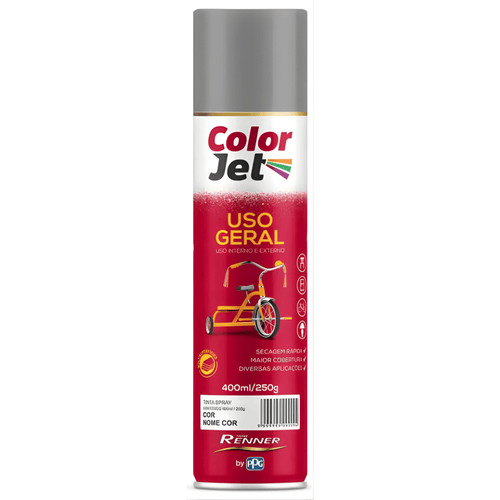 Tinta Spray Color Jet Uso Geral AlumÍnio 1602 Brilhante 400ml – Renner