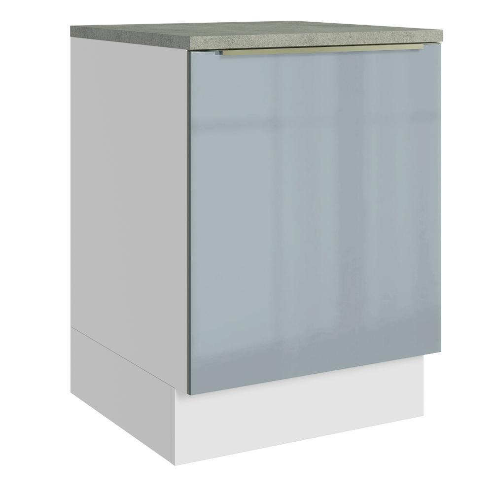 Balcão de Cozinha 60 cm 1 Porta Branco/Cinza Lux Madesa