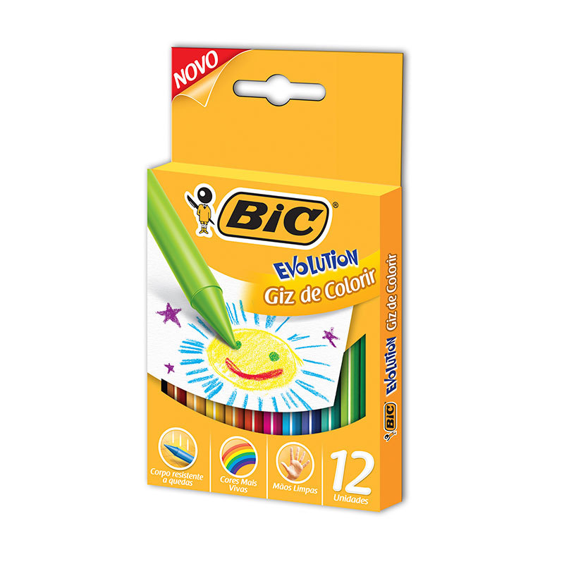 Giz de cera Evolution com 12 cores Bic