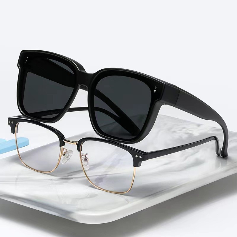 Óculos de miopia óculos de sol grande ampliado usar miopia óculos de sol das mulheres dos homens Clip-On condução óculos