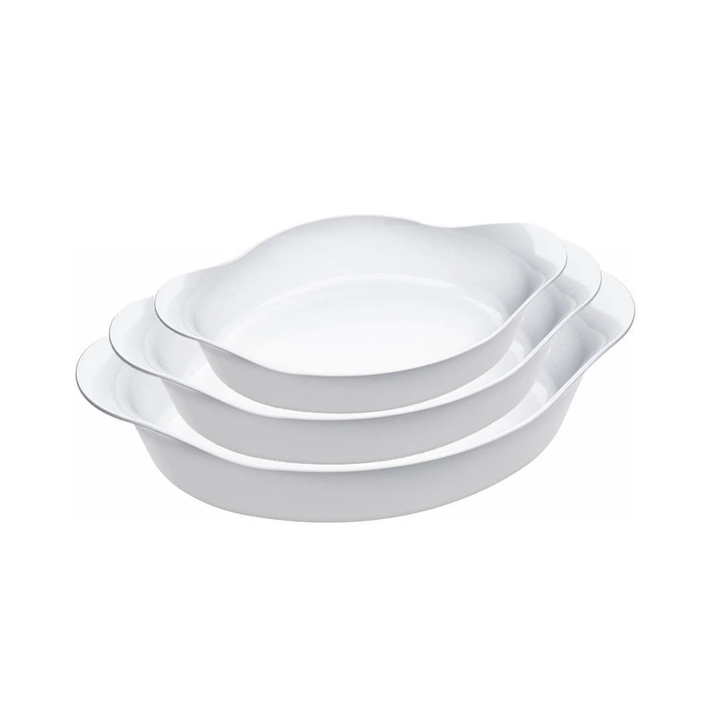 Conjunto de Assadeiras Nadir Opaline em Vidro 3 Peças em Oferta na Shopee