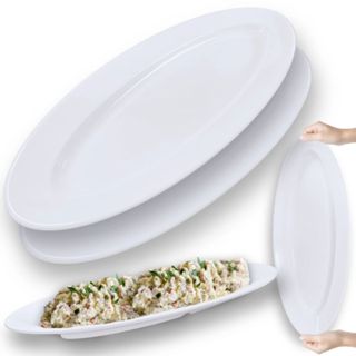 2 Travessas Oval 60 Cm Pratos para Buffet Restaurante Cozinha Melamina Premium Branca Rasa em Oferta na Shopee