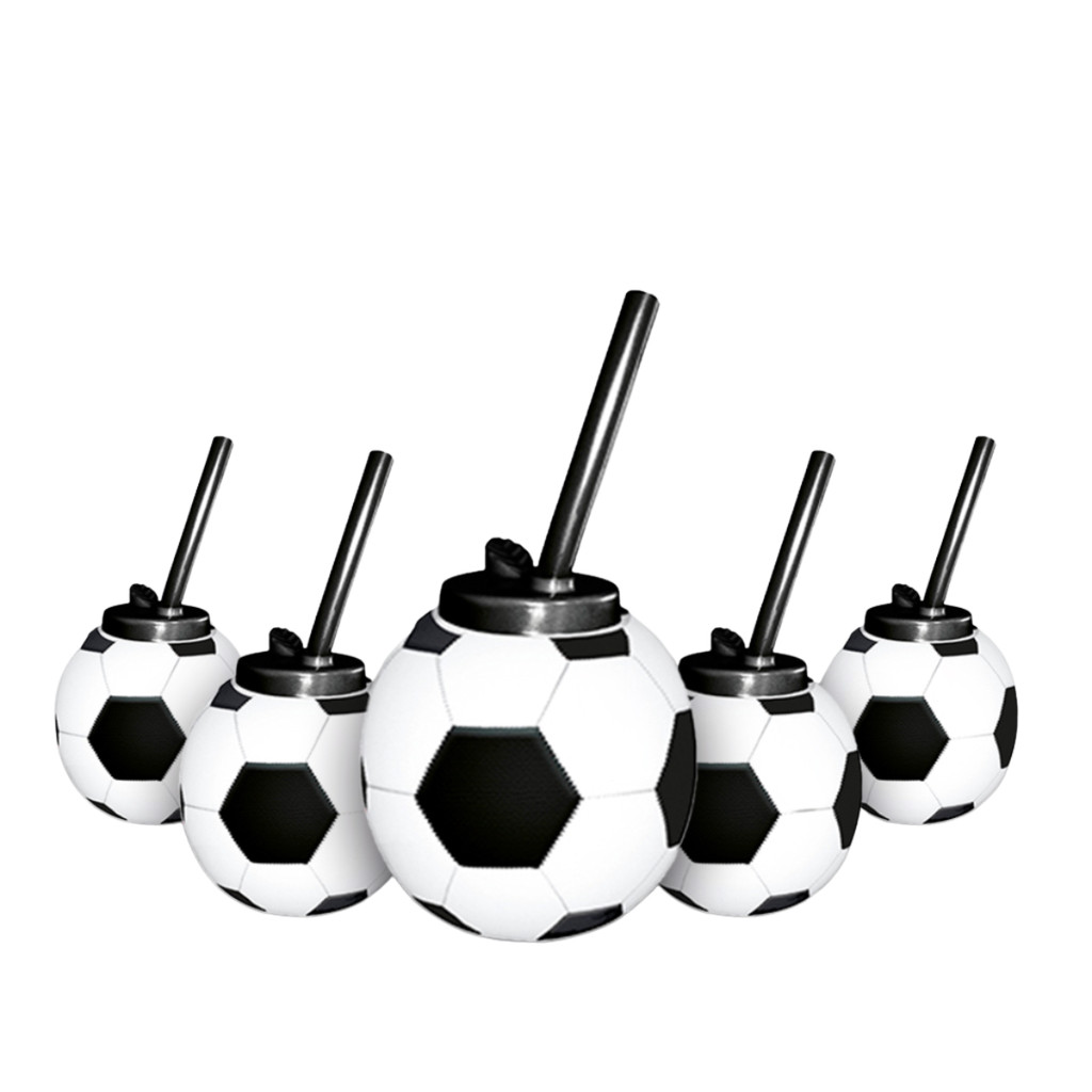 Kit 15 Copos Bola Futebol Canudo Lembrancinha Divertida Festa Aniversário