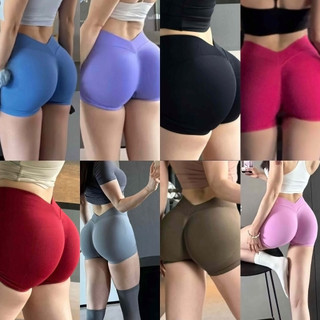 Shorts esportivos europeus americanos pêssego hip-Lifting feminino cintura alta abdômen-estreito aparência mais magro tr