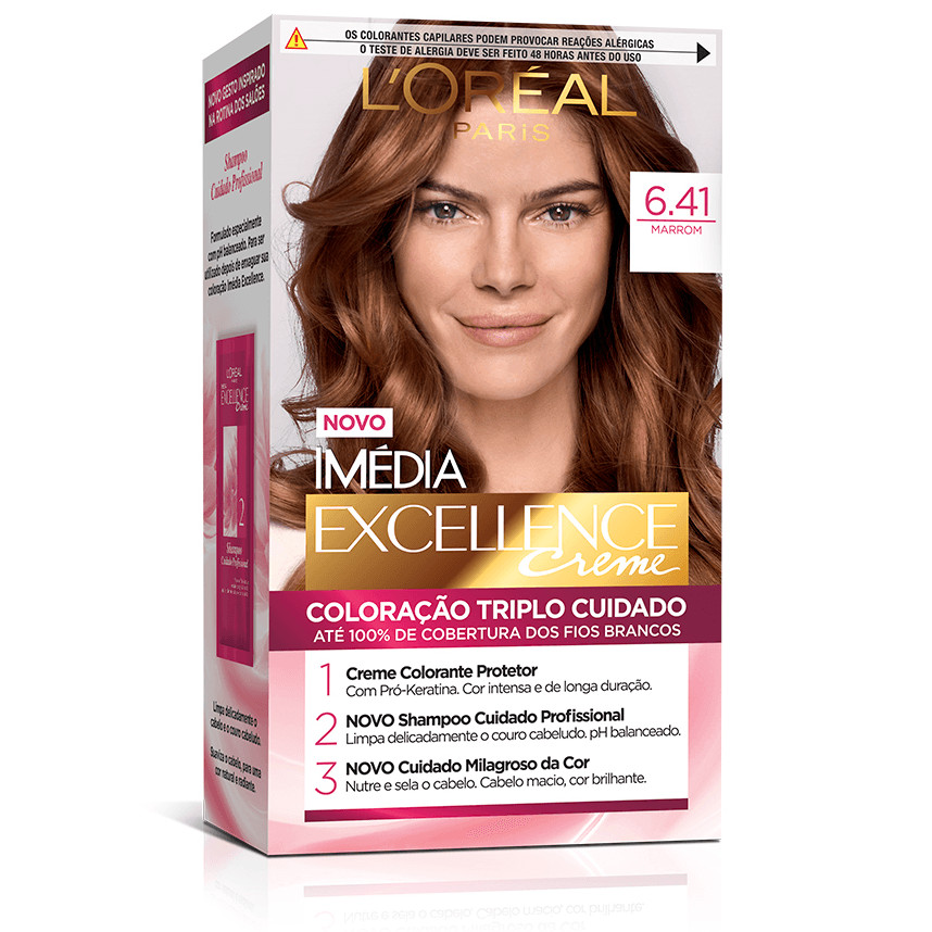 Kit Tintura Imédia Excellence L'Oréal Marrom 6.41 em Oferta na Shopee