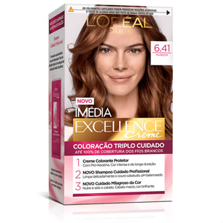Kit Tintura Imédia Excellence L'Oréal Marrom 6.41 em Oferta na Shopee