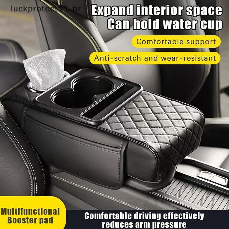 LTBR 3 Em 1 Console Central Do Carro Almofada Apoio De Braço Caixa Armazenamento Com Suporte De Copo De Cotovelo ~