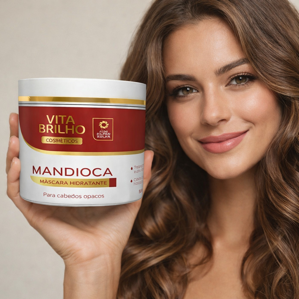Máscara Hidratante Capilar Mandioca Nutritiva 500g Tratamento Intensivo Cabelos Secos e Opacos Hidratação Profunda