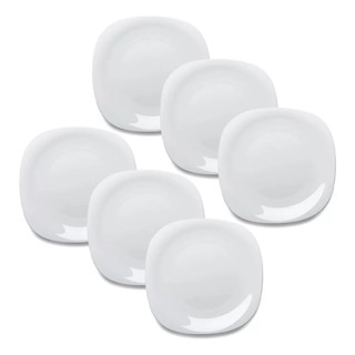 Jogo Pratos De Sobremesa Quadrados Opaline Branco 20cm em Oferta na Shopee