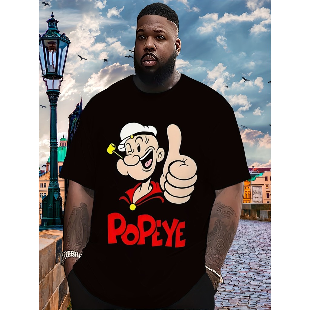 Camiseta Casual Masculina com Estampa de Personagem de Desenho Animado, Confortável, Respirável e Levemente Elástica. Pe