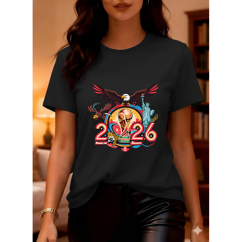 Camiseta De Futebol 2026 Estados Unidos Canadá México, Com Imagem Do Troféu, Águia, Elasmo E Estátua Da Liberdade,