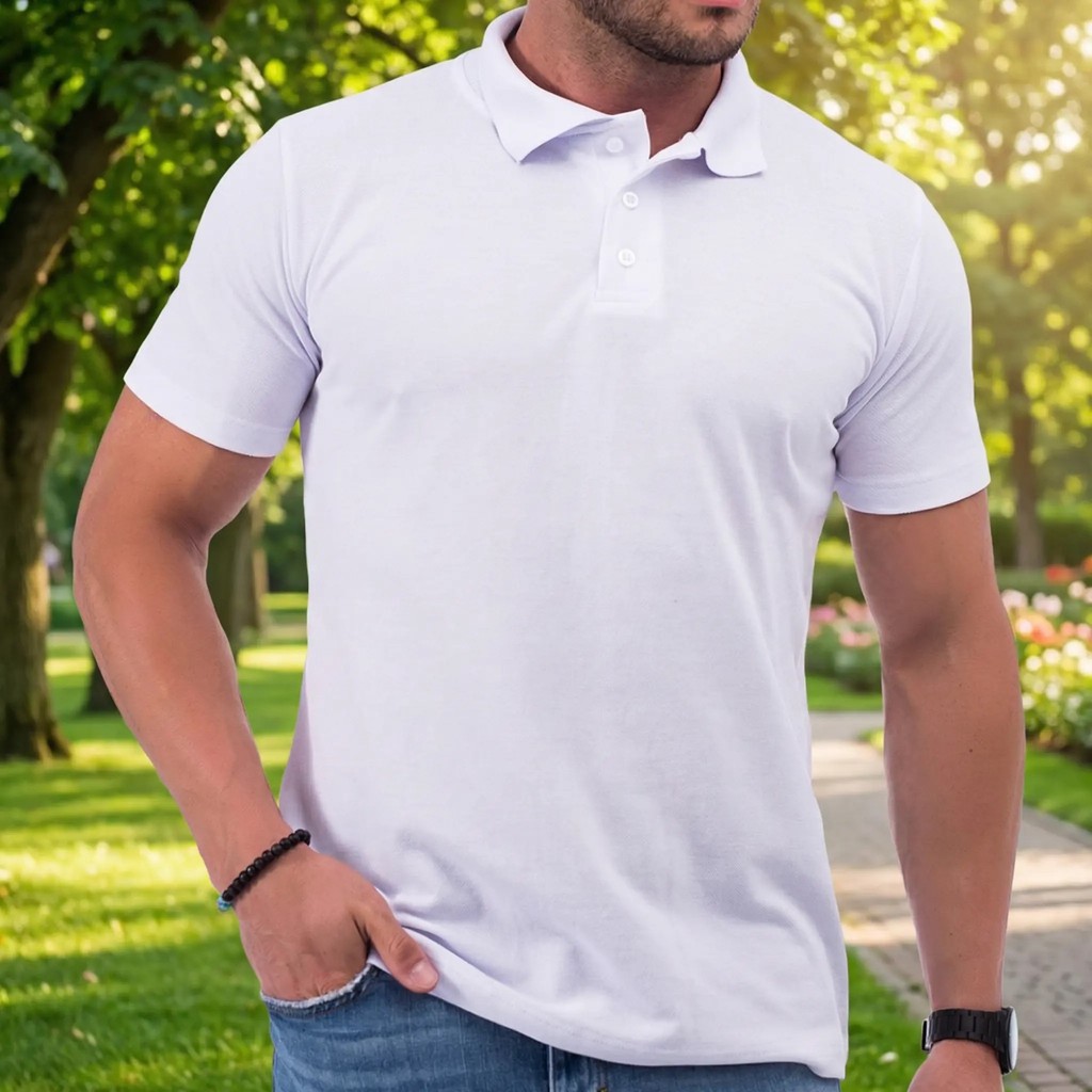 Camisa Gola Polo Masculina Branca Básica Lisa Camiseta Branca Para Homens