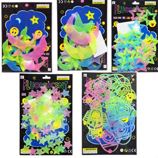 Kit Estrelas, Lua, Foguete e Golfinhos Fluorescentes Brilha no Escuro para Teto e Parede – 1 Cartela Sortida em Oferta na Shopee