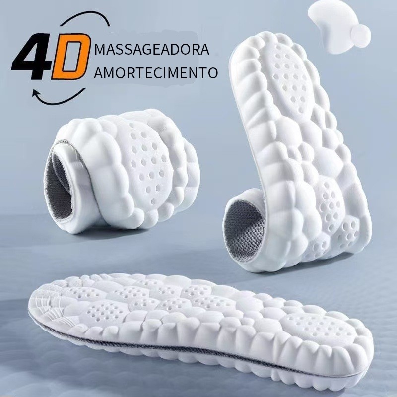 Palmilha 4D para tênis látex com amortecimento antiderrapante respirável confortável Redutor impacto