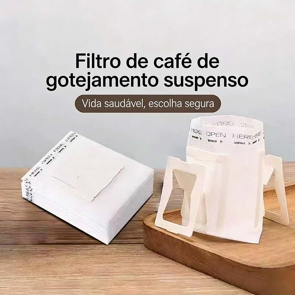 KIT 50 a 150 Coador de Café Descartável Individual Filtro de Papel Portátil com Abas para Dose Única