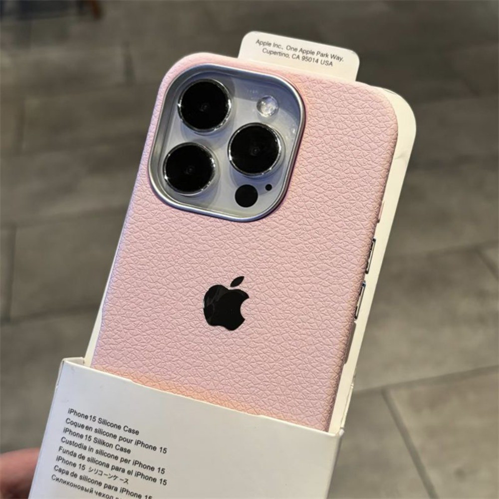 Logo Metálico Grátis Capa Capinha Para iPhone 14 17 Air 16 15 Plus 13 12 11 Pro Max Couro Silicone Anti-Queda