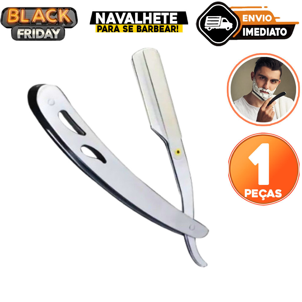 Navalhete Profissional para Barbear Metálico Barbearia Navalha Cortes de Cabelo Corte Afiado Metal