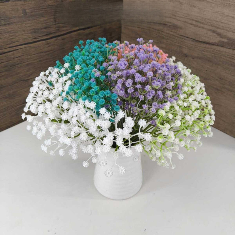 Detalhes do 10 Pçs Flores De Respiração Do Bebê Flor Artificial Para Decoração Planta De Plástico Buquê De Casamento