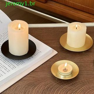 Suporte De Vela De Ferro JEREMY1 , Placa De Metal De Pilar Preto Redondo , Castiçal Decorativo Dourado Para Festival em Oferta na Shopee