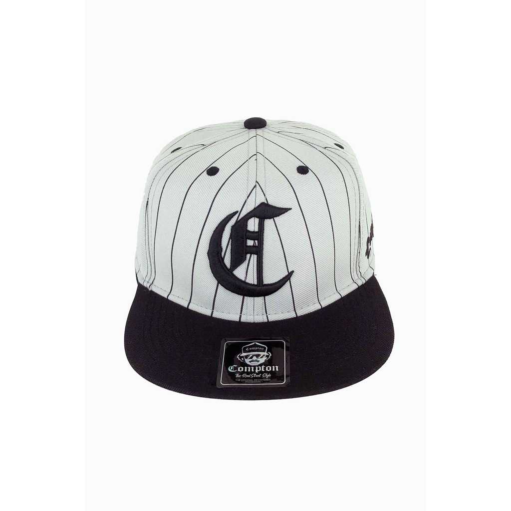 Boné Compton Aba Reta Snapback Logo Pinstripe Cinza