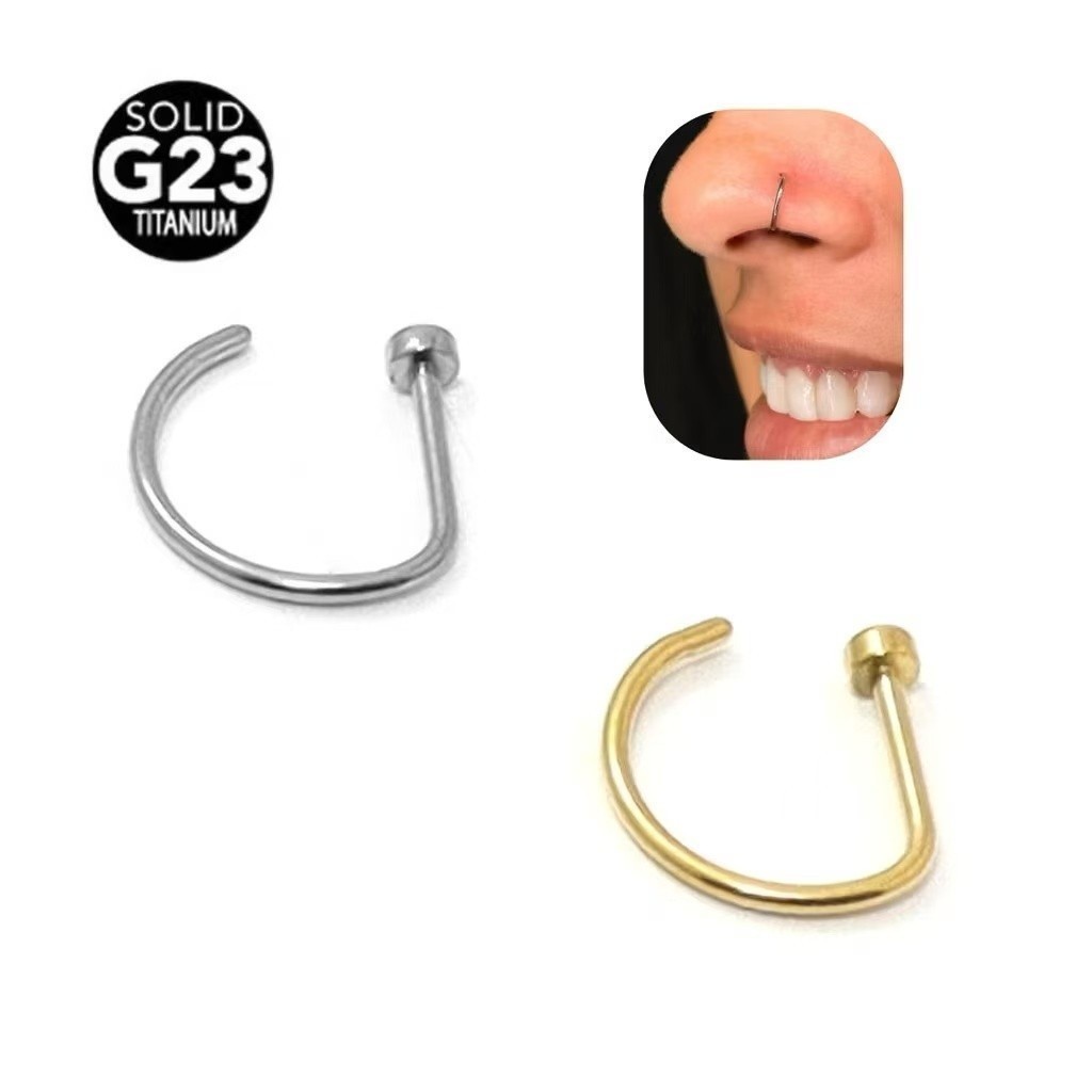Piercing Nariz D-ring Argola 100% Titânio 6-10mm PVD Hipoalergênica moda