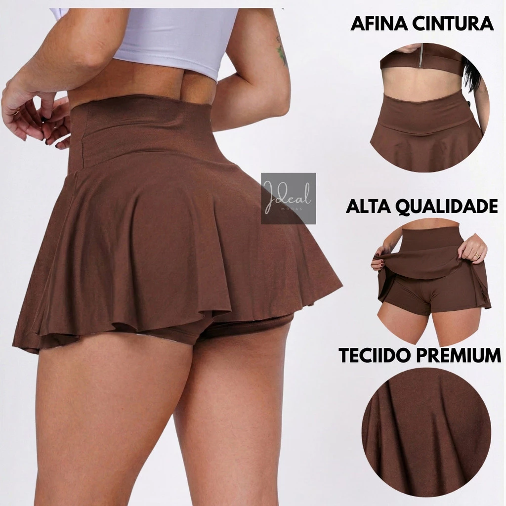 Short Saia Academia Fitness Cintura Alta tapa Bumbum Bailarina Rodado Suplex Premium — imagem 1