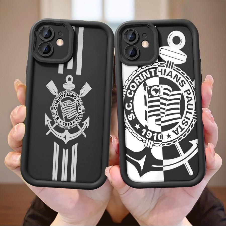 Capa Silicone Corinthians Estilo Retro para Samsung A14 A15 A54 A55 A05S A16 A07 A17 S22 S23 S24 S25 Ultra