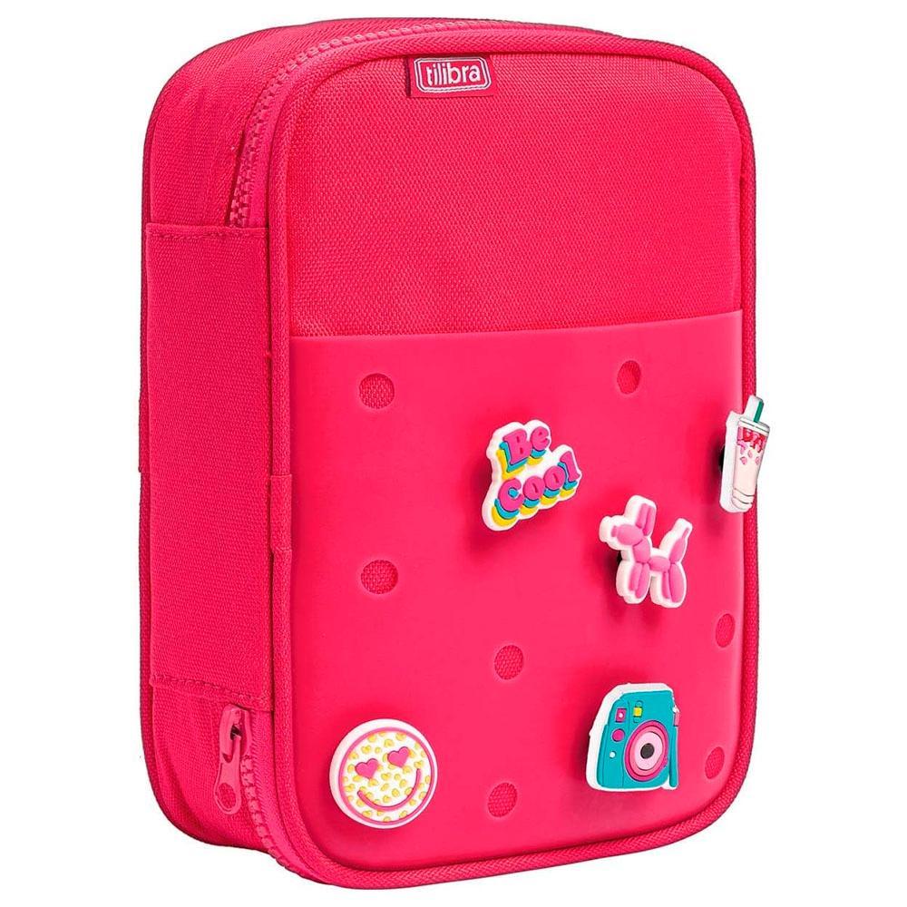 Estojo Box Baú Academie com Charms Rosa Tilibra