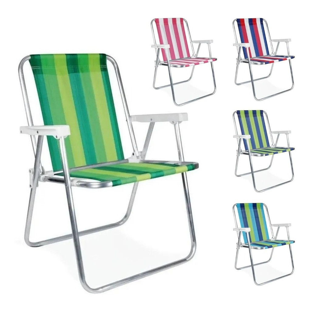Kit 2 Cadeira de Praia Aluminio Mor Varanda Alta Piscina 110Kg Cores Sortidas Oferta