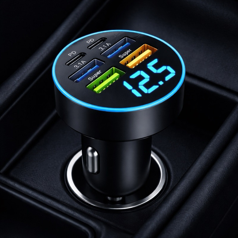 Carregador Veicular 250W 6 Portas USB-C PD QC3.0 Turbo Rápido em Oferta na Shopee