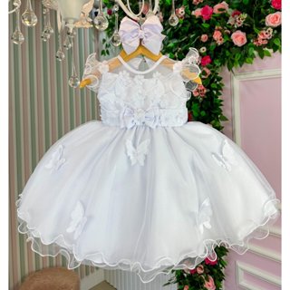 Vestido Marie Bebe Branco Jardim Encantado Laço Infantil Menina Aniversário Casamento Noivinha Daminha em Oferta na Shopee